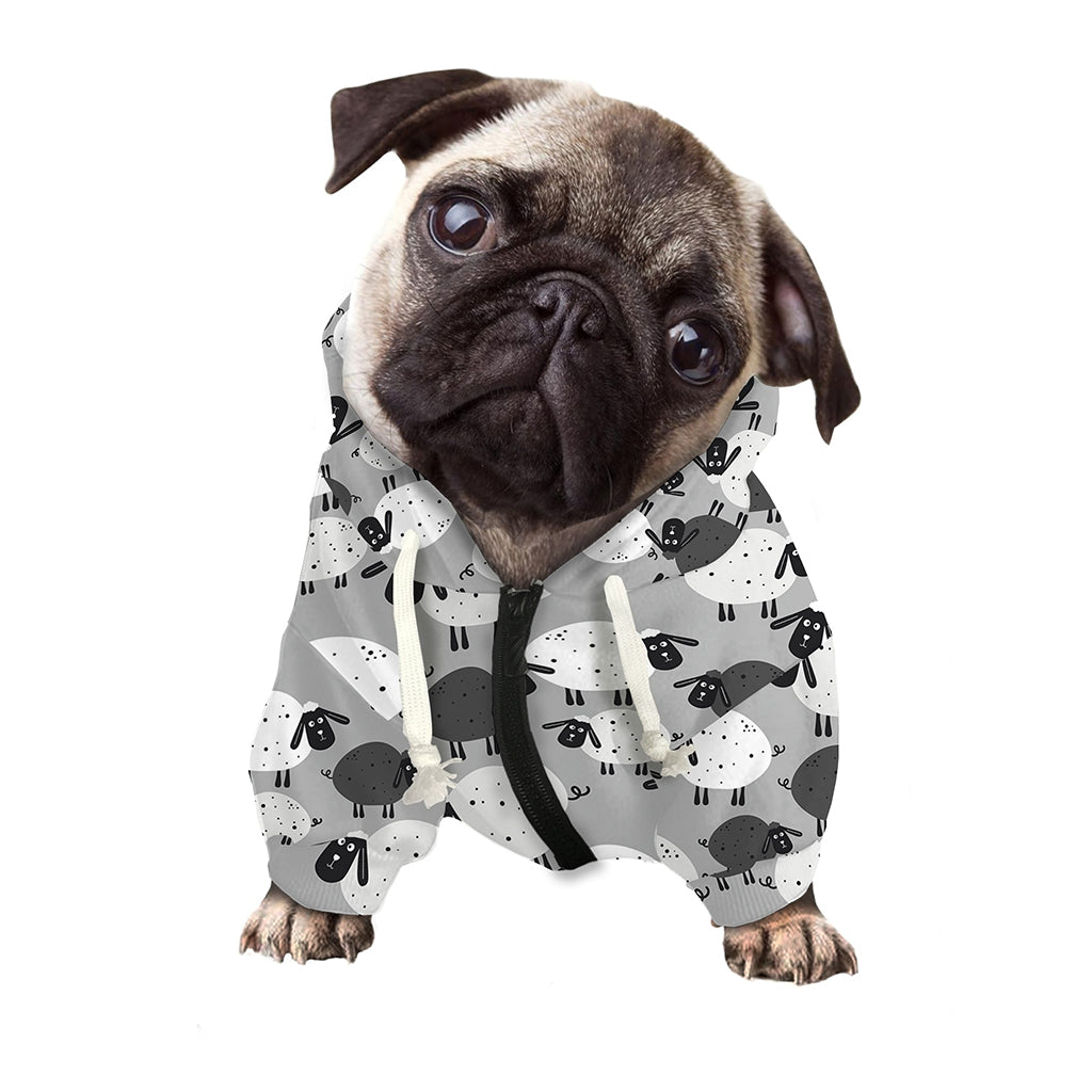 Doodle Sheep Pattern Print Dog Zip Up Hoodie