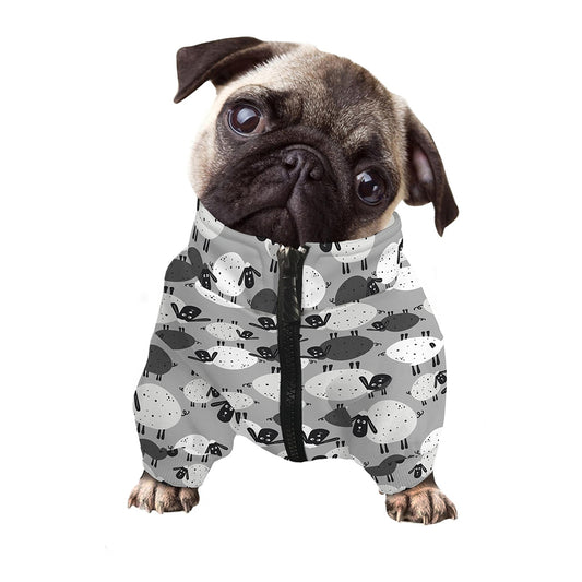 Doodle Sheep Pattern Print Dog Zip Up Jacket