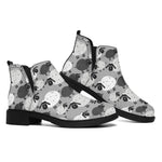 Doodle Sheep Pattern Print Flat Ankle Boots