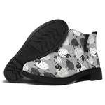Doodle Sheep Pattern Print Flat Ankle Boots