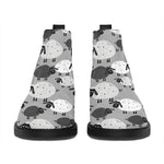 Doodle Sheep Pattern Print Flat Ankle Boots