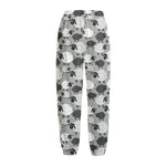 Doodle Sheep Pattern Print Fleece Lined Knit Pants
