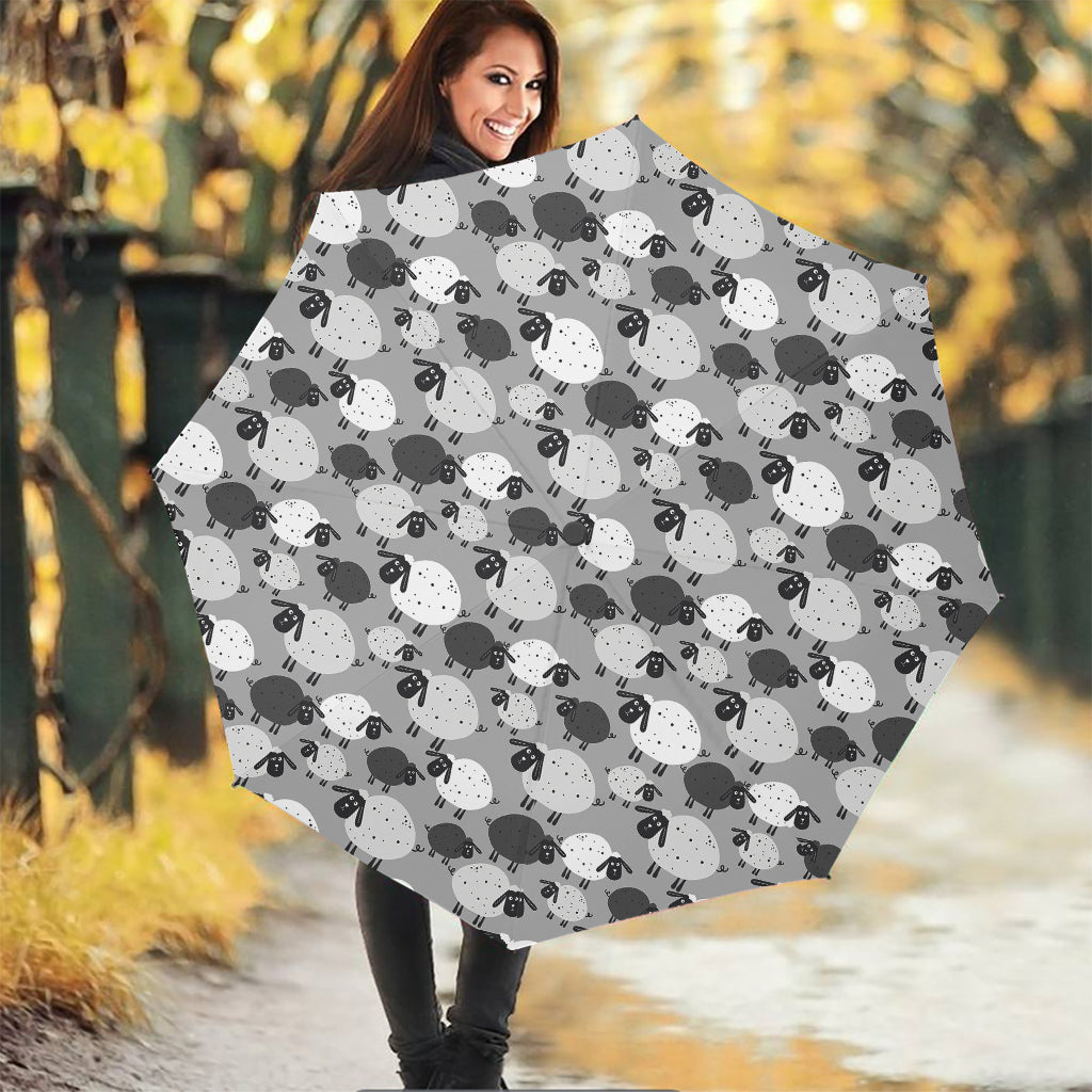 Doodle Sheep Pattern Print Foldable Umbrella