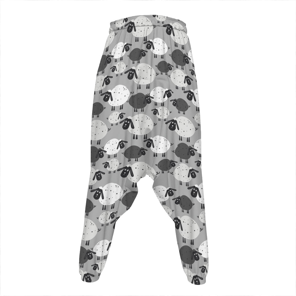 Doodle Sheep Pattern Print Hammer Pants