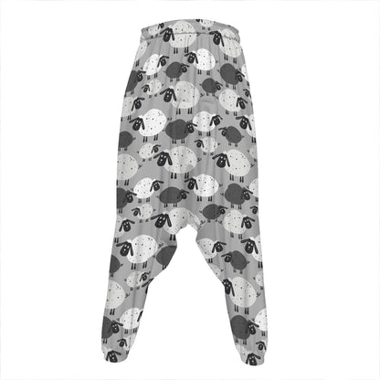 Doodle Sheep Pattern Print Hammer Pants