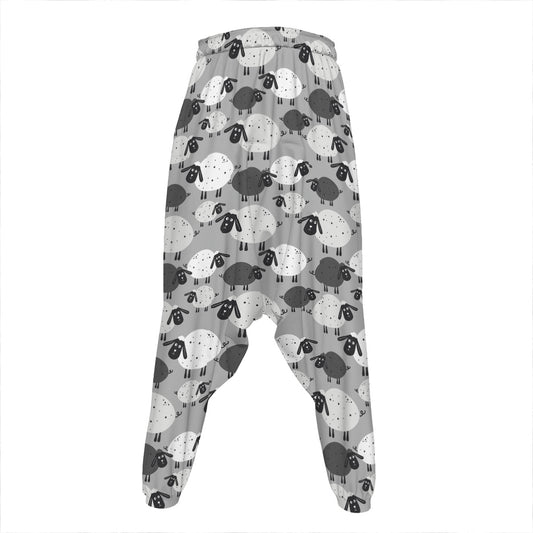 Doodle Sheep Pattern Print Hammer Pants
