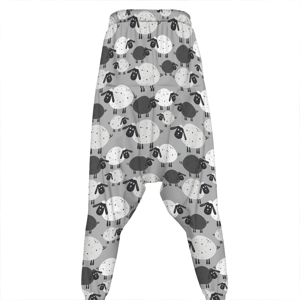 Doodle Sheep Pattern Print Hammer Pants