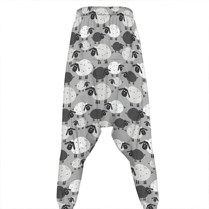 Doodle Sheep Pattern Print Hammer Pants