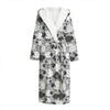 Doodle Sheep Pattern Print Hooded Bathrobe