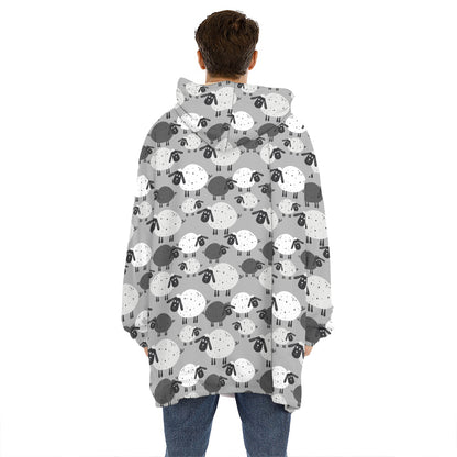 Doodle Sheep Pattern Print Hoodie Blanket
