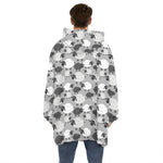 Doodle Sheep Pattern Print Hoodie Blanket