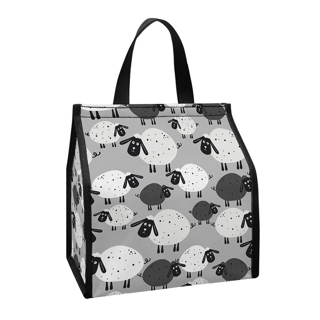 Doodle Sheep Pattern Print Insulated Lunch Tote