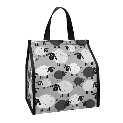 Doodle Sheep Pattern Print Insulated Lunch Tote