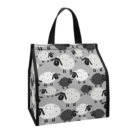 Doodle Sheep Pattern Print Insulated Lunch Tote