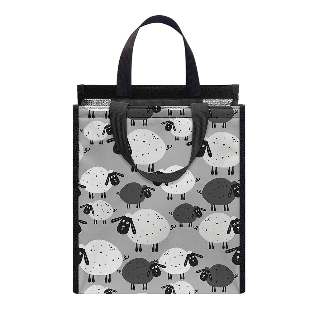 Doodle Sheep Pattern Print Insulated Lunch Tote