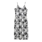 Doodle Sheep Pattern Print Jersey Midi Cami Dress