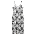 Doodle Sheep Pattern Print Jersey Midi Cami Dress