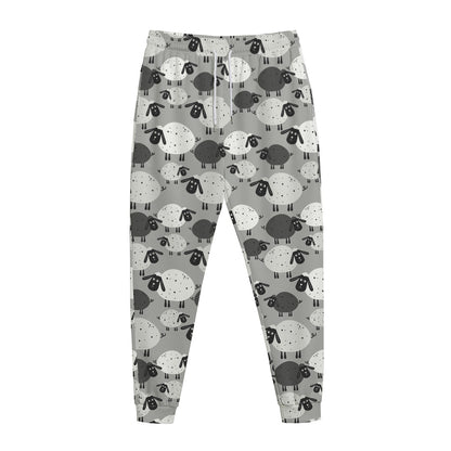 Doodle Sheep Pattern Print Jogger Pants