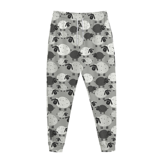 Doodle Sheep Pattern Print Jogger Pants