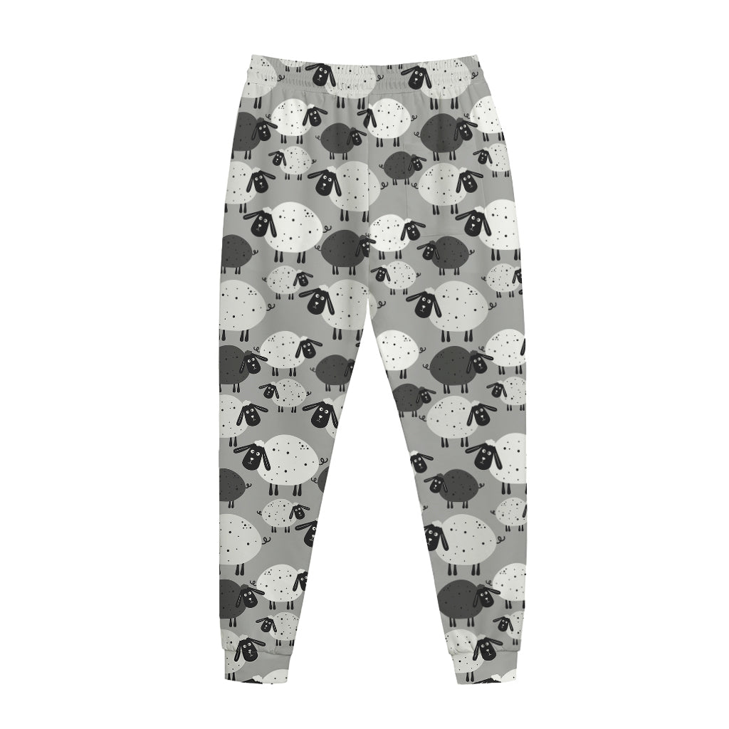 Doodle Sheep Pattern Print Jogger Pants