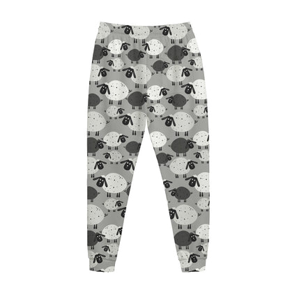Doodle Sheep Pattern Print Jogger Pants