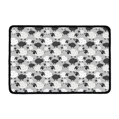 Doodle Sheep Pattern Print Kitchen Mat