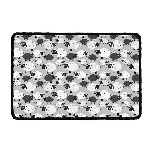 Doodle Sheep Pattern Print Kitchen Mat