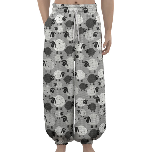 Doodle Sheep Pattern Print Lantern Pants