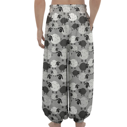 Doodle Sheep Pattern Print Lantern Pants