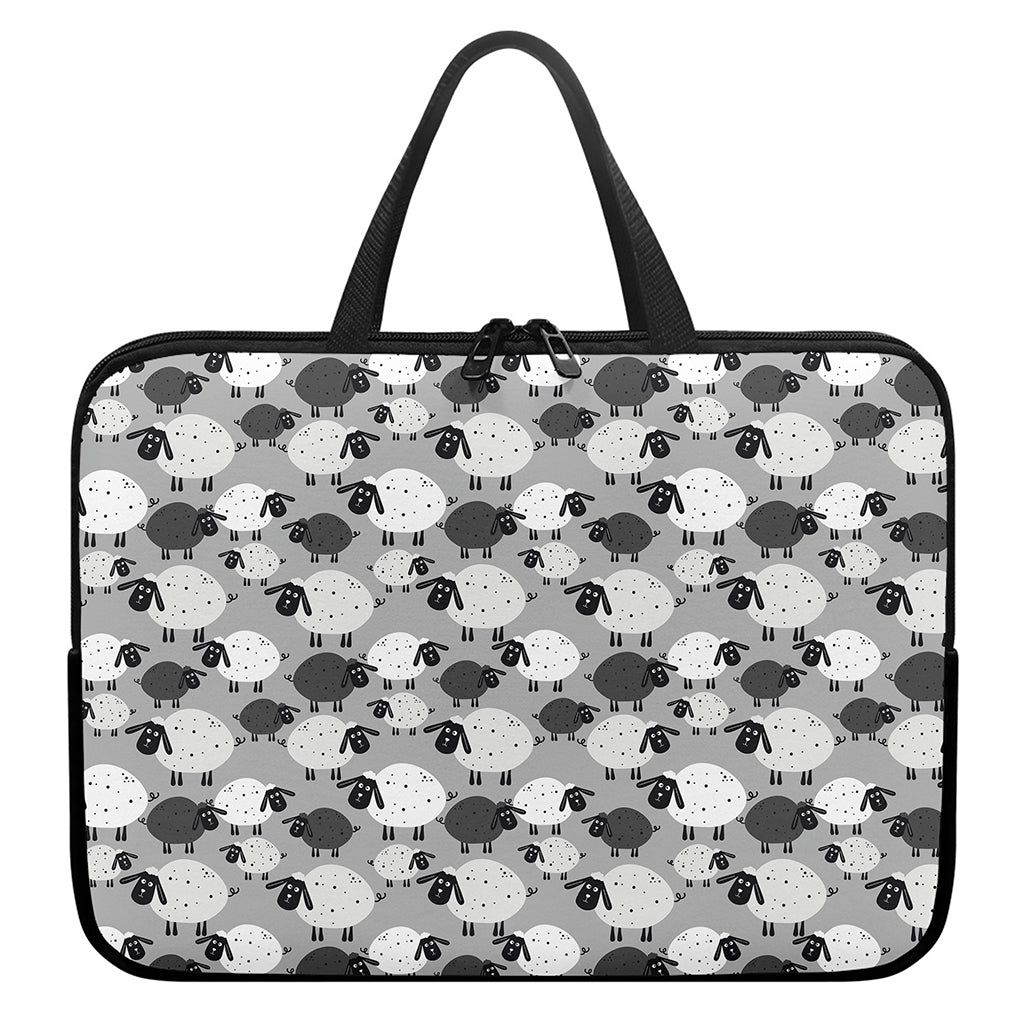 Doodle Sheep Pattern Print Laptop Sleeve With Handle