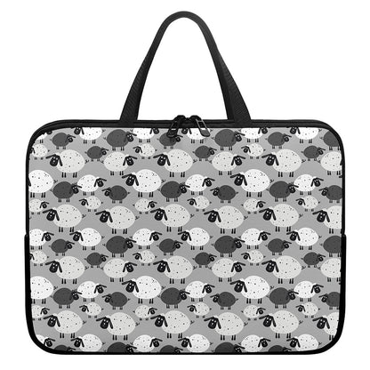 Doodle Sheep Pattern Print Laptop Sleeve With Handle