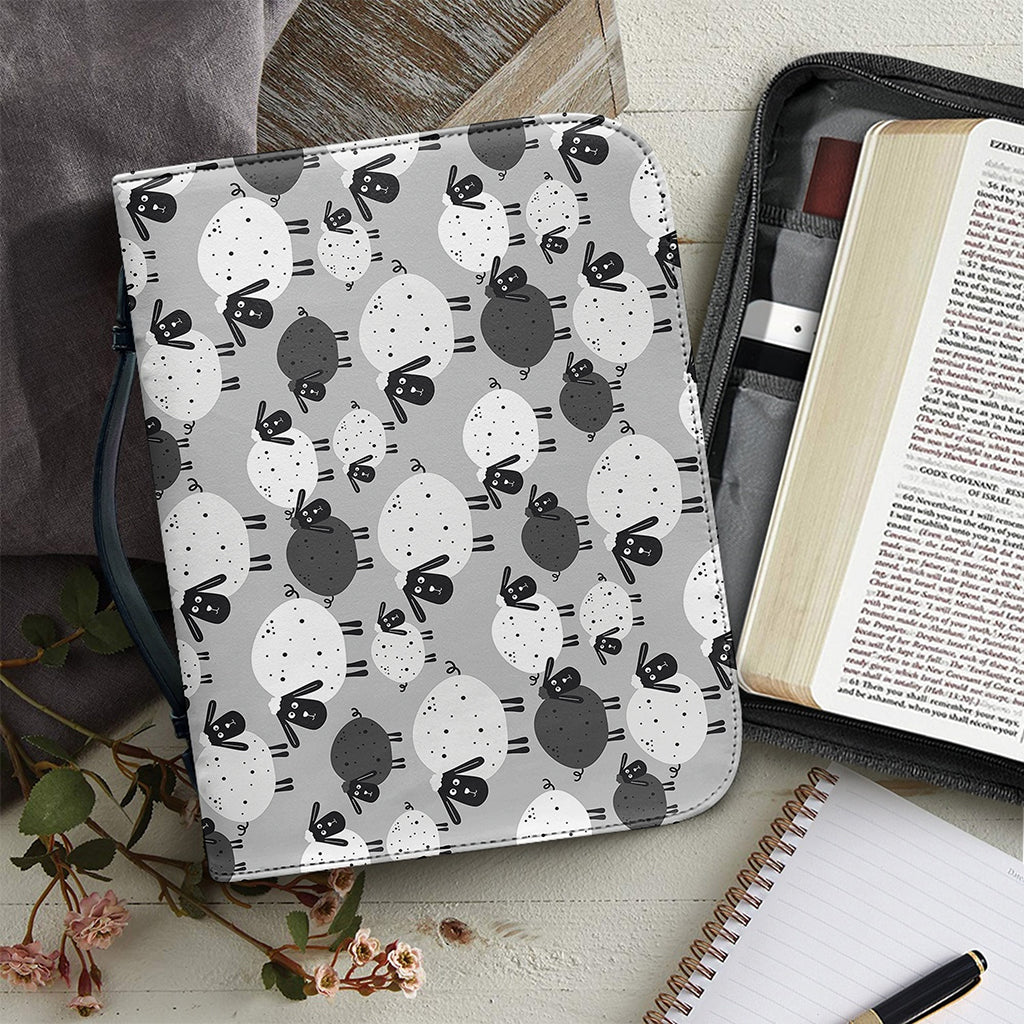 Doodle Sheep Pattern Print Leather Bible Cover