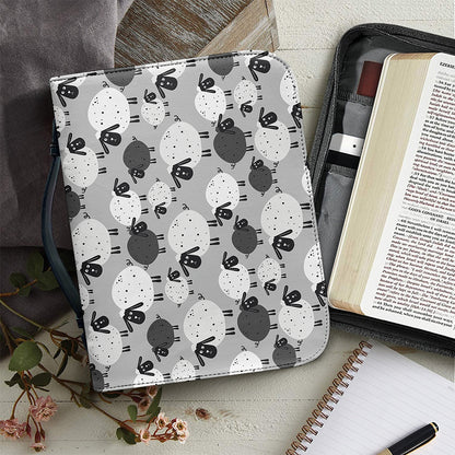 Doodle Sheep Pattern Print Leather Bible Cover