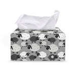 Doodle Sheep Pattern Print Leather Tissue Box Cover