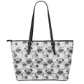 Doodle Sheep Pattern Print Leather Tote Bag With Zipper