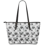 Doodle Sheep Pattern Print Leather Tote Bag