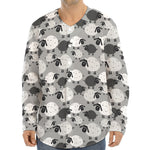 Doodle Sheep Pattern Print Long Sleeve Baseball Jersey