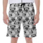 Doodle Sheep Pattern Print Men's Beach Shorts