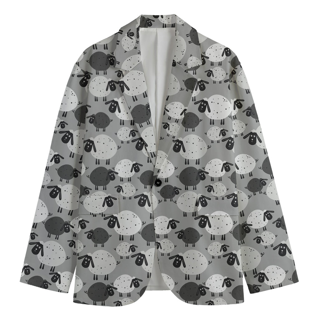 Doodle Sheep Pattern Print Men's Blazer