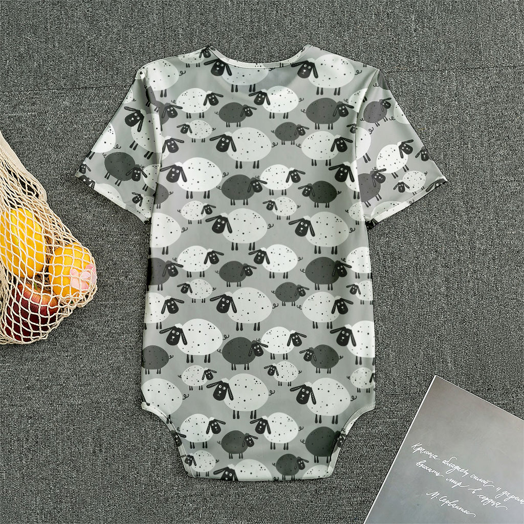 Doodle Sheep Pattern Print Men's Bodysuit
