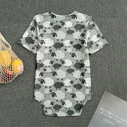 Doodle Sheep Pattern Print Men's Bodysuit
