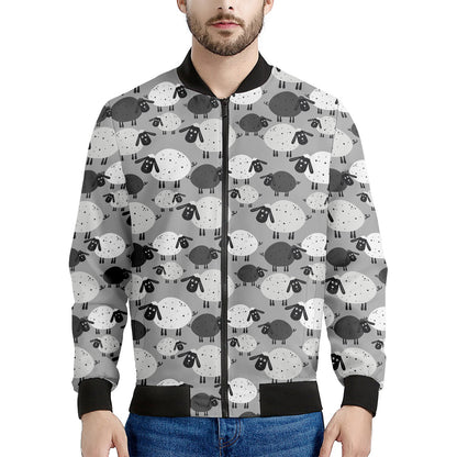 Doodle Sheep Pattern Print Men's Bomber Jacket