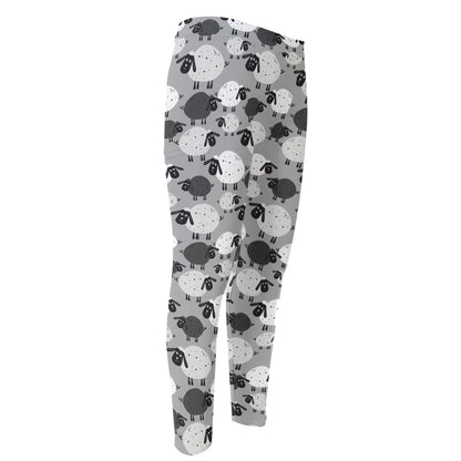 Doodle Sheep Pattern Print Men's Compression Pants