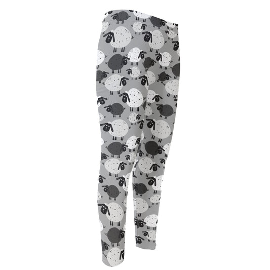 Doodle Sheep Pattern Print Men's Compression Pants