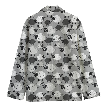 Doodle Sheep Pattern Print Men's Cotton Blazer