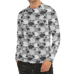 Doodle Sheep Pattern Print Men's Long Sleeve Rash Guard