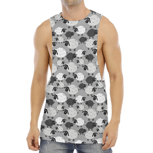 Doodle Sheep Pattern Print Men's Muscle Tank Top
