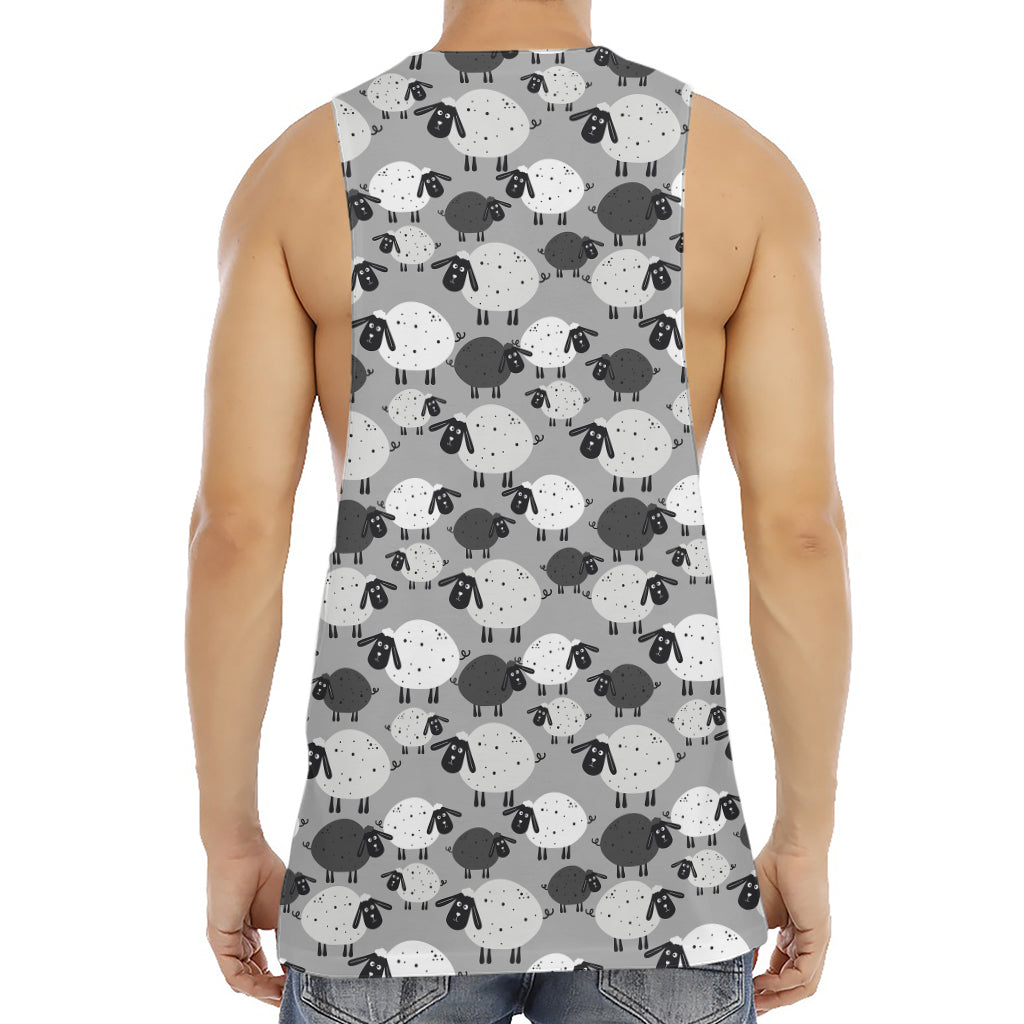 Doodle Sheep Pattern Print Men's Muscle Tank Top