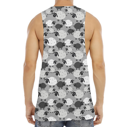 Doodle Sheep Pattern Print Men's Muscle Tank Top