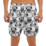 Doodle Sheep Pattern Print Men's Split Running Shorts